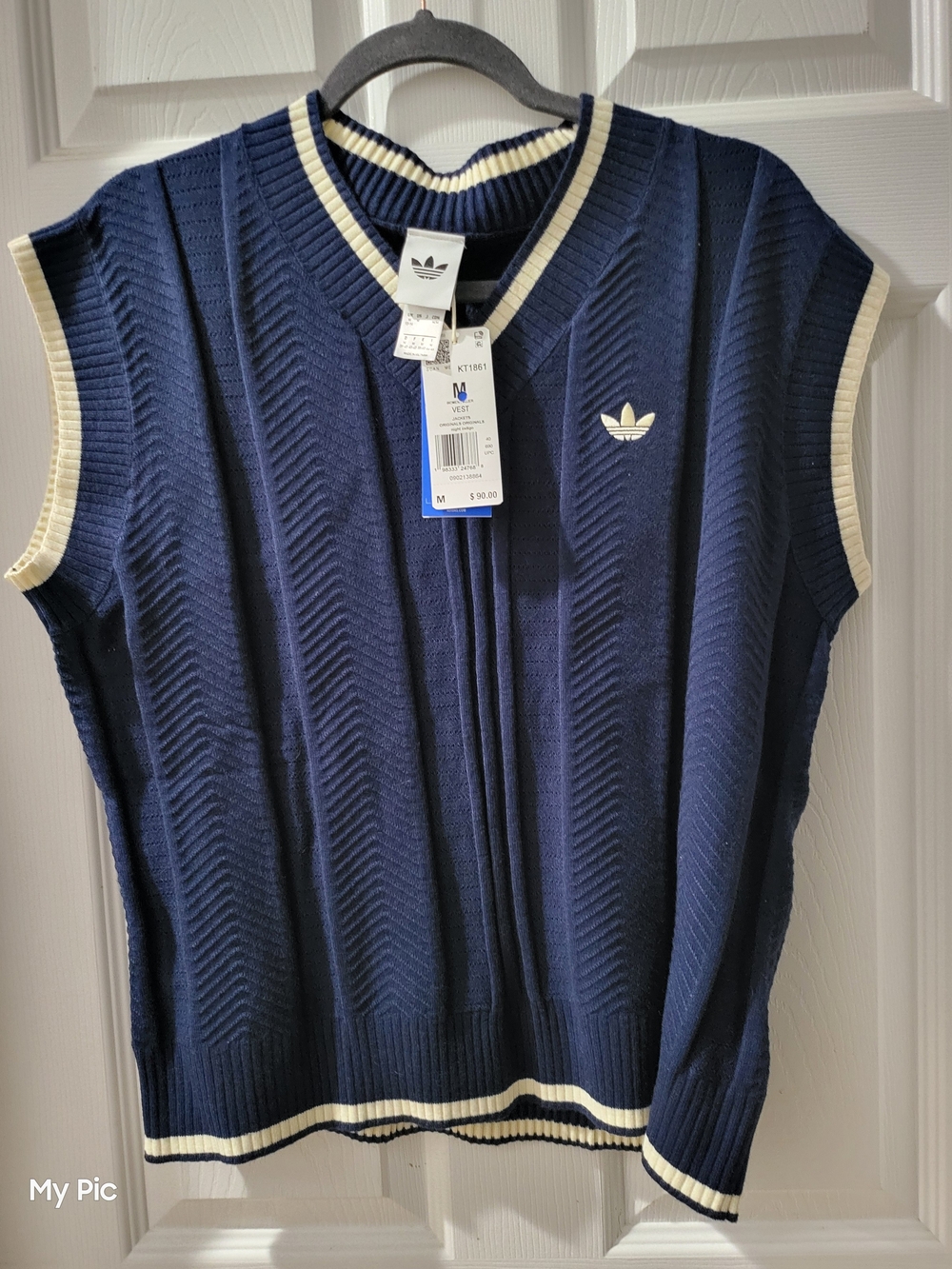 Adidas Women Adicolor Varsity Vest Blue & White Medium